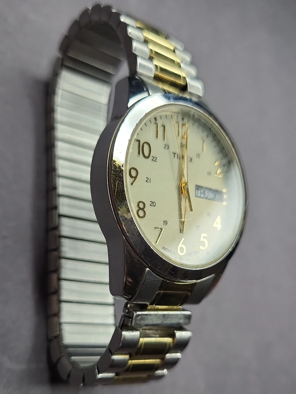 Timex Men’s Two-Tone Gold and Silver Analog Watch with Day-Date